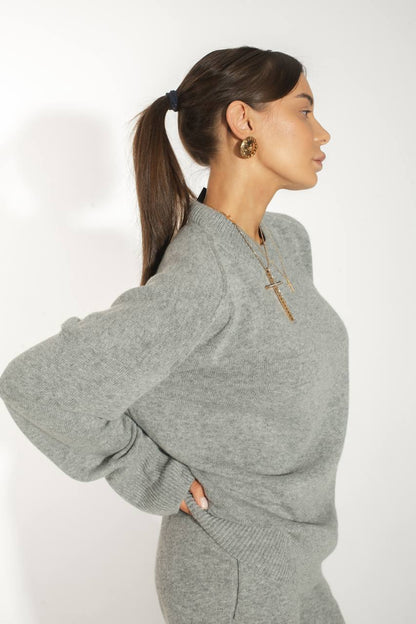 Lambswool Set — Sweater and Trousers, Gray Melange