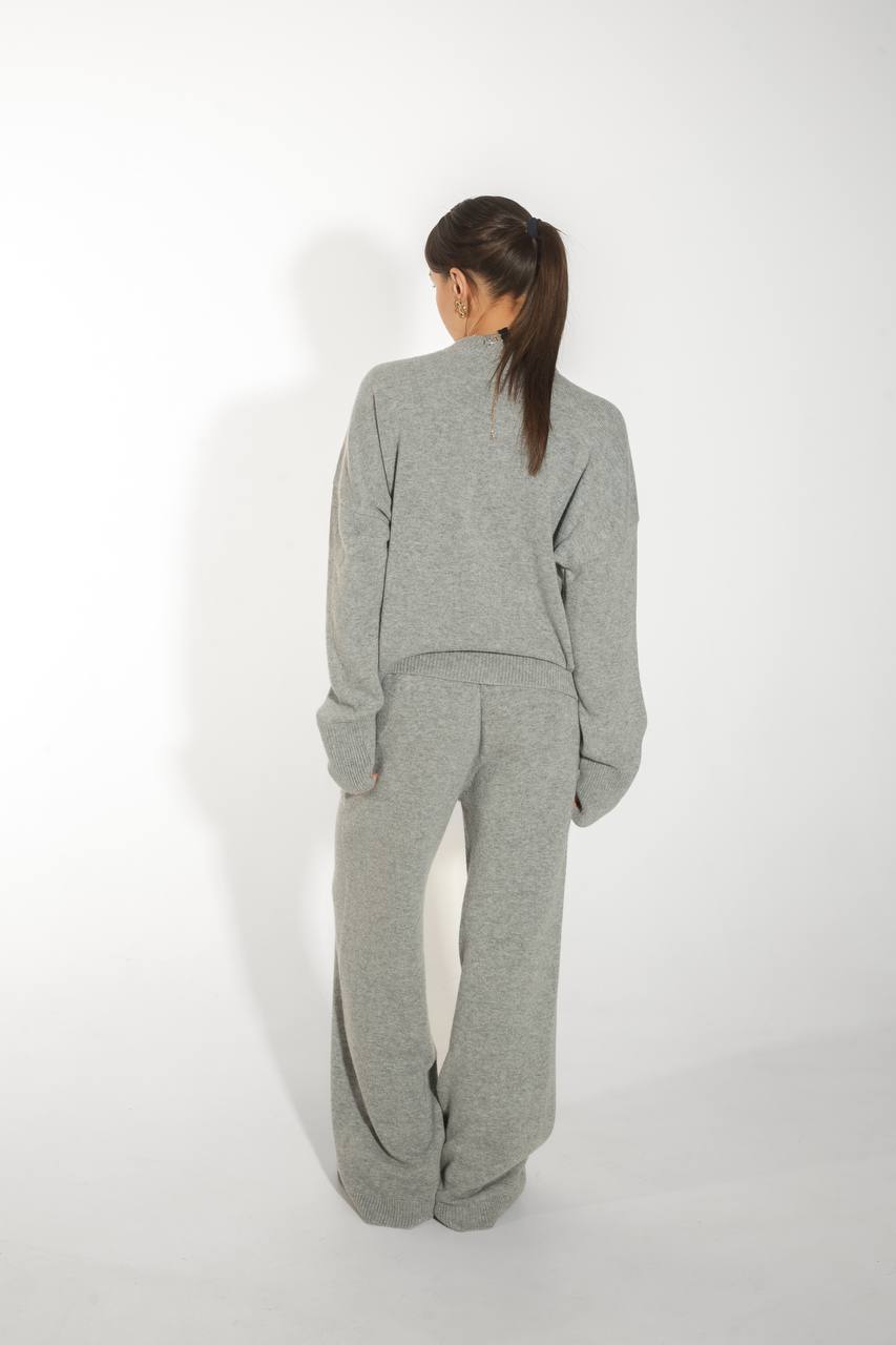 Lambswool Set — Sweater and Trousers, Gray Melange