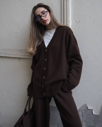 Lambswool Set: Button Cardigan and Trousers — look — SHEVCHENKO