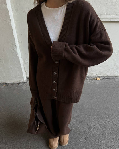 Lambswool Set: Button Cardigan and Trousers — lifestyle — SHEVCHENKO