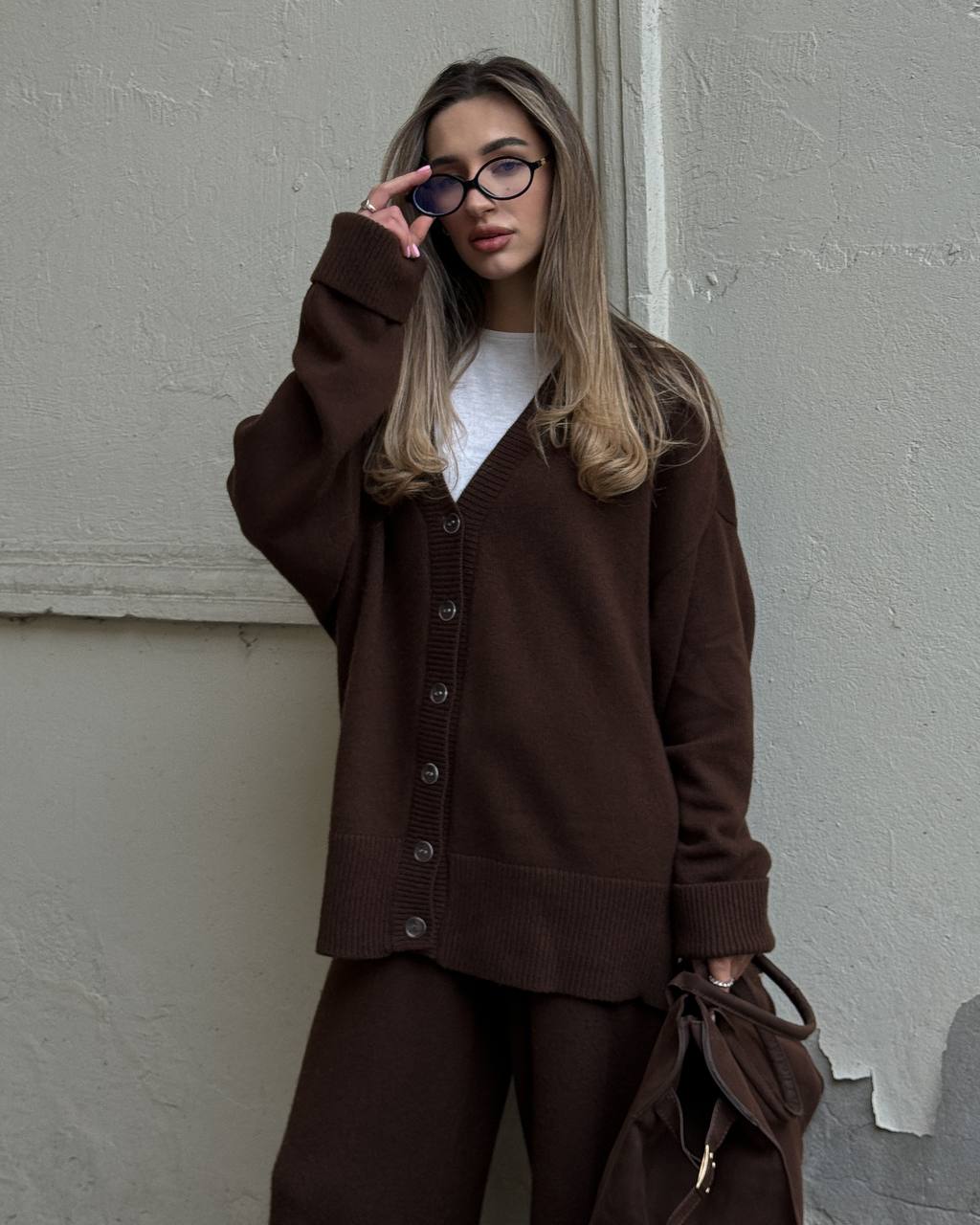 Lambswool Set: Button Cardigan and Trousers — lifestyle — SHEVCHENKO