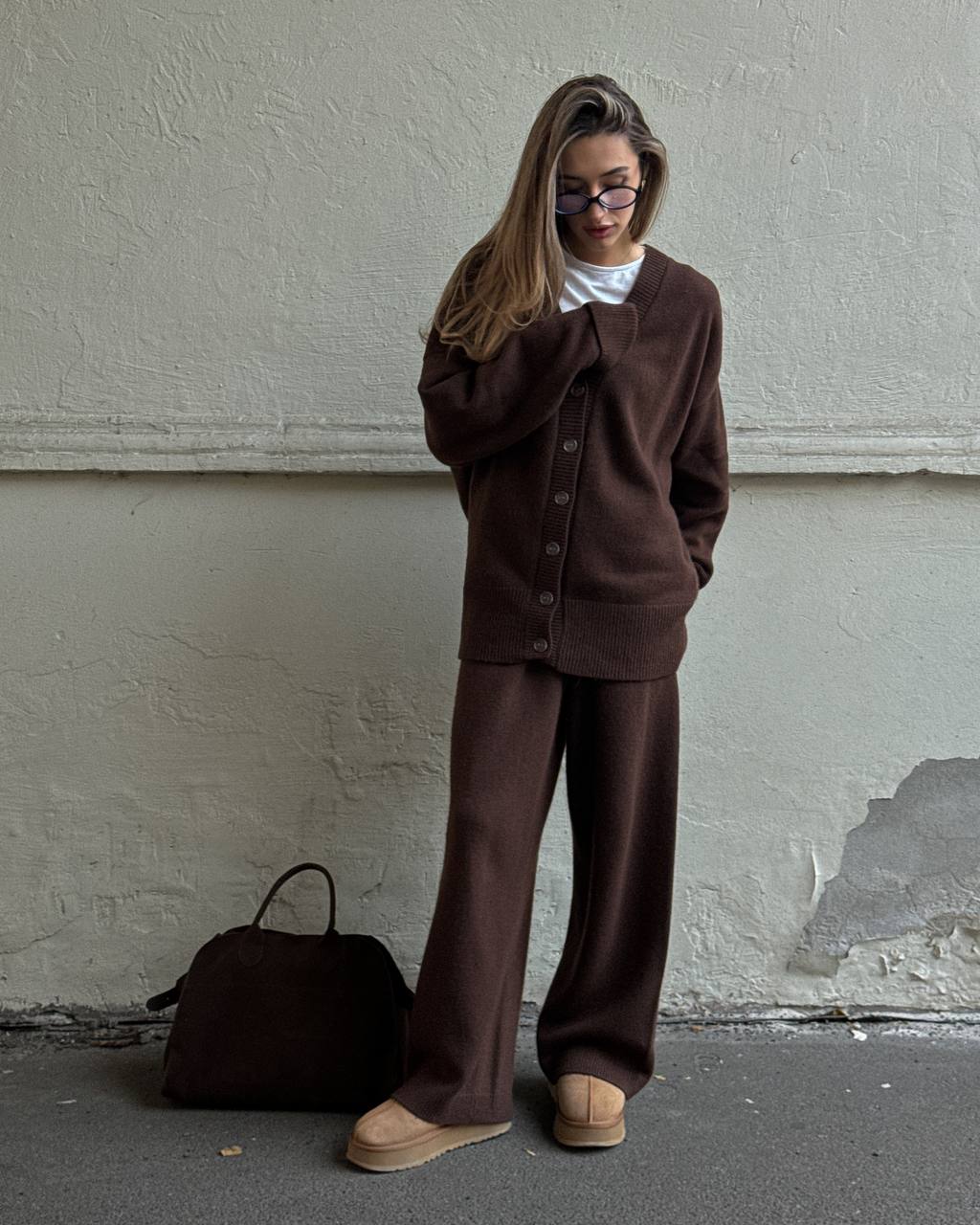 Lambswool Set: Button Cardigan and Trousers — lifestyle — SHEVCHENKO
