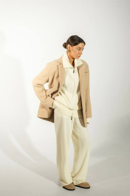 Textured Alpaca Wool Bomber Jacket — look — SHEVCHENKO