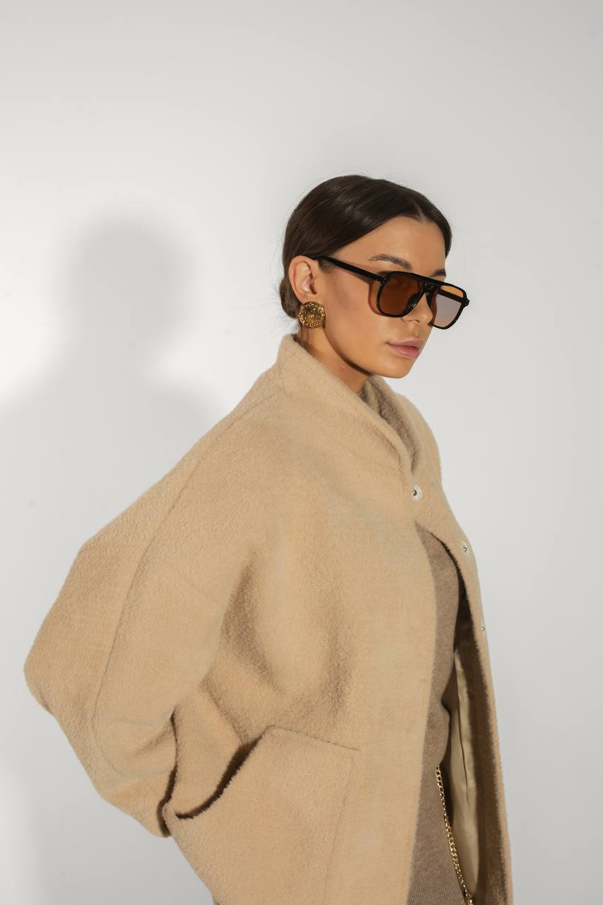 Textured Alpaca Wool Bomber Jacket — side — SHEVCHENKO