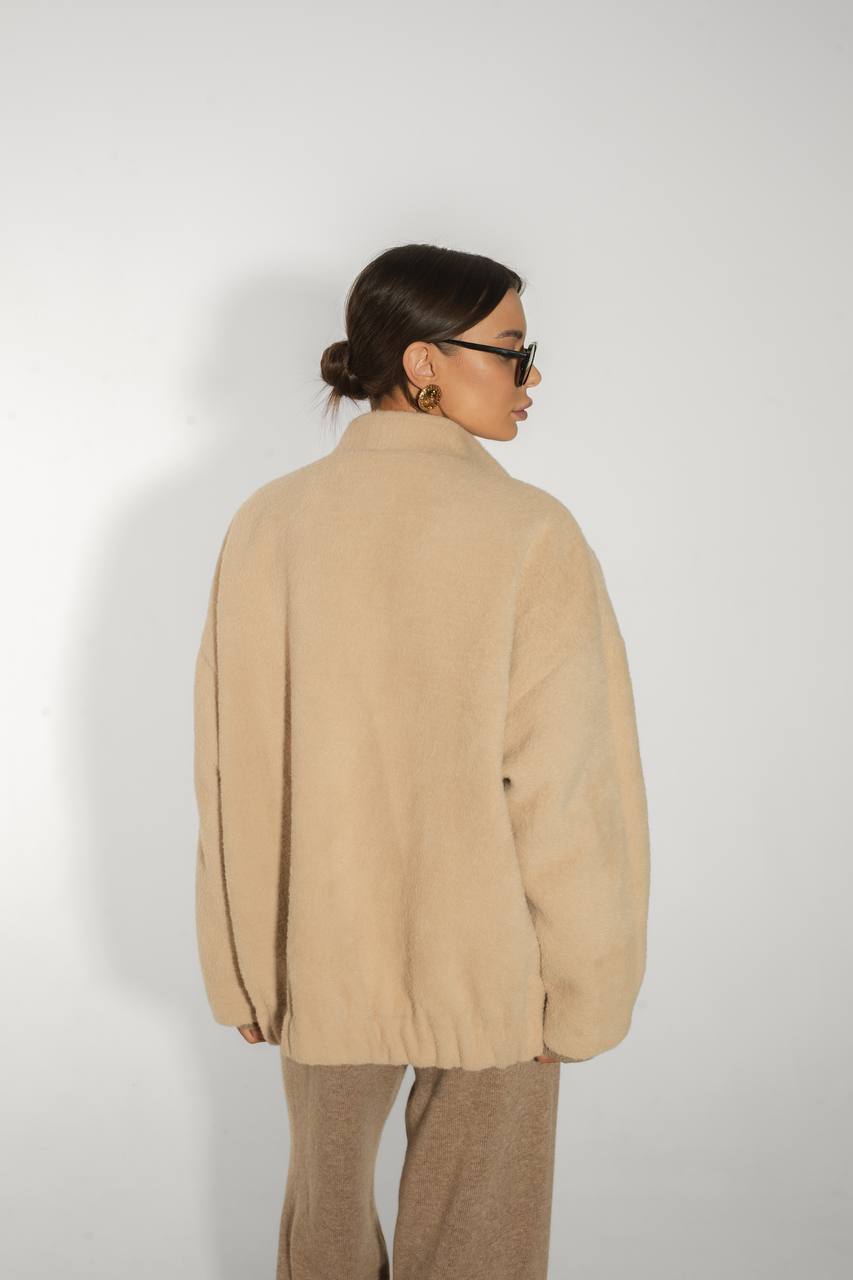 Textured Alpaca Wool Bomber Jacket — lifestyle — SHEVCHENKO