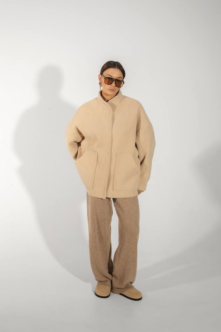 Textured Alpaca Wool Bomber Jacket — lifestyle — SHEVCHENKO