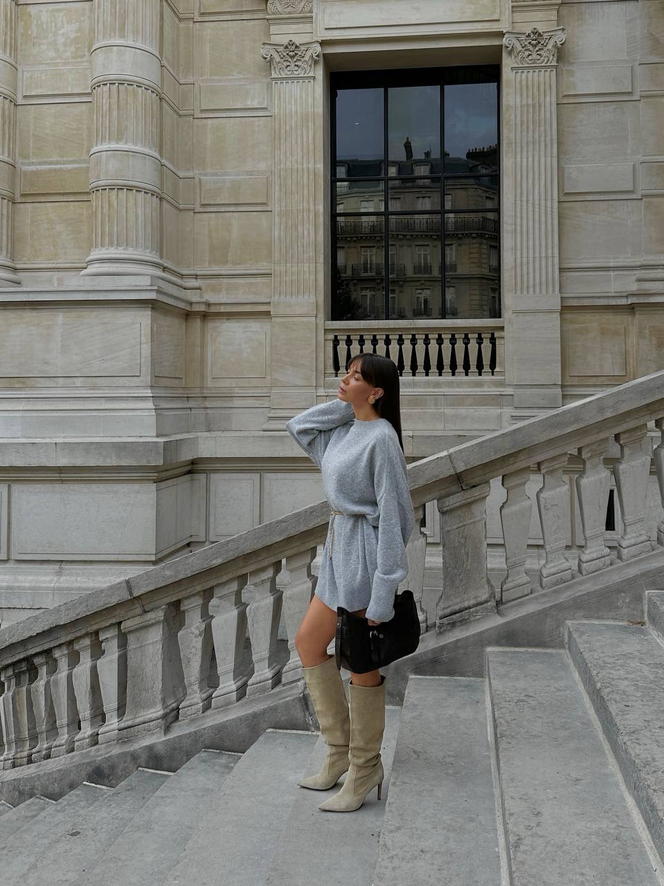 Lambswool Sweater Dress, Gray — lifestyle — SHEVCHENKO