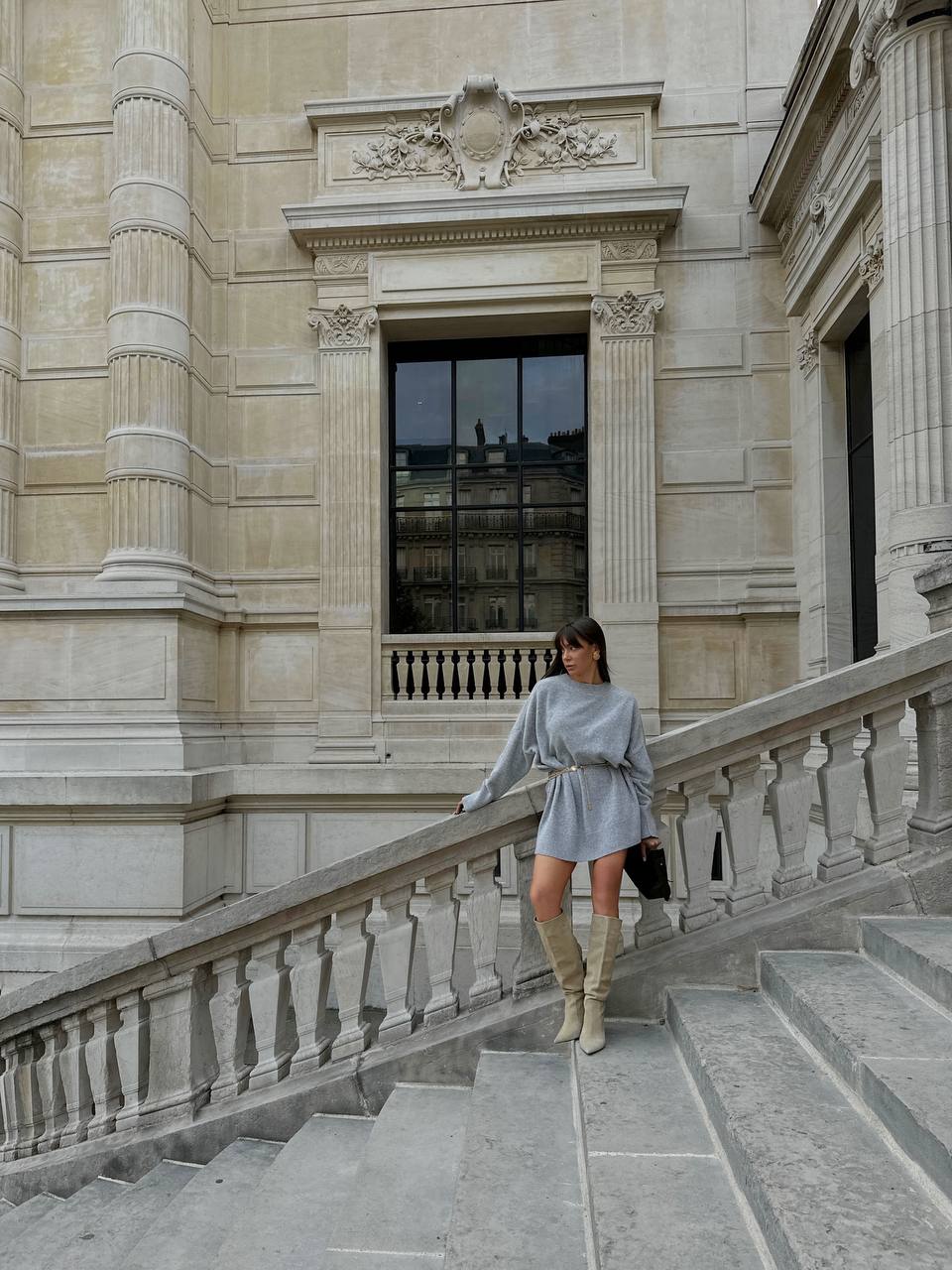 Lambswool Sweater Dress, Gray — lifestyle — SHEVCHENKO