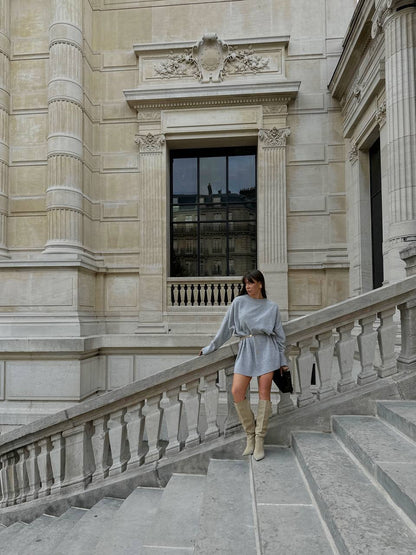 Lambswool Sweater Dress, Gray — lifestyle — SHEVCHENKO