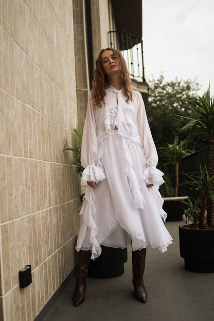 Chiffon Blouse with Ruffles and Flounces — detail — SHEVCHENKO