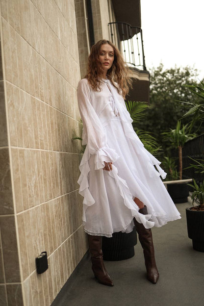 Chiffon Blouse with Ruffles and Flounces — side — SHEVCHENKO