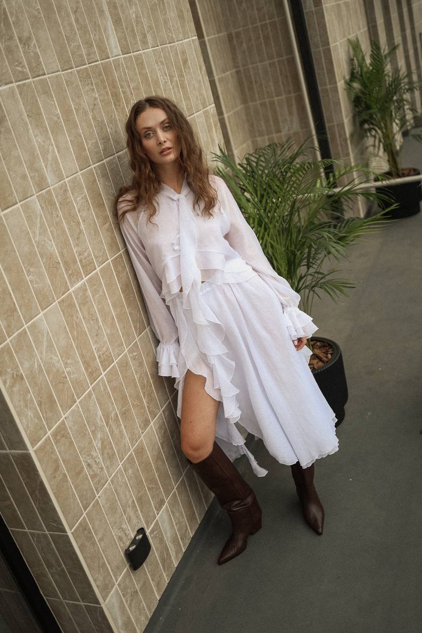 Chiffon Blouse with Ruffles and Flounces — lifestyle — SHEVCHENKO