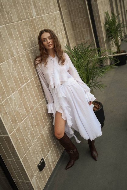 Chiffon Blouse with Ruffles and Flounces — lifestyle — SHEVCHENKO