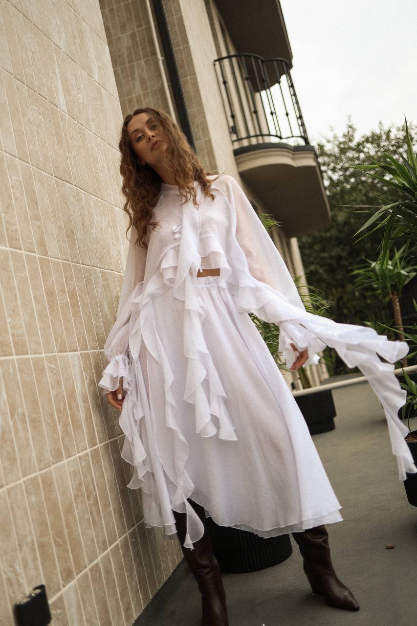Chiffon Blouse with Ruffles and Flounces — lifestyle — SHEVCHENKO