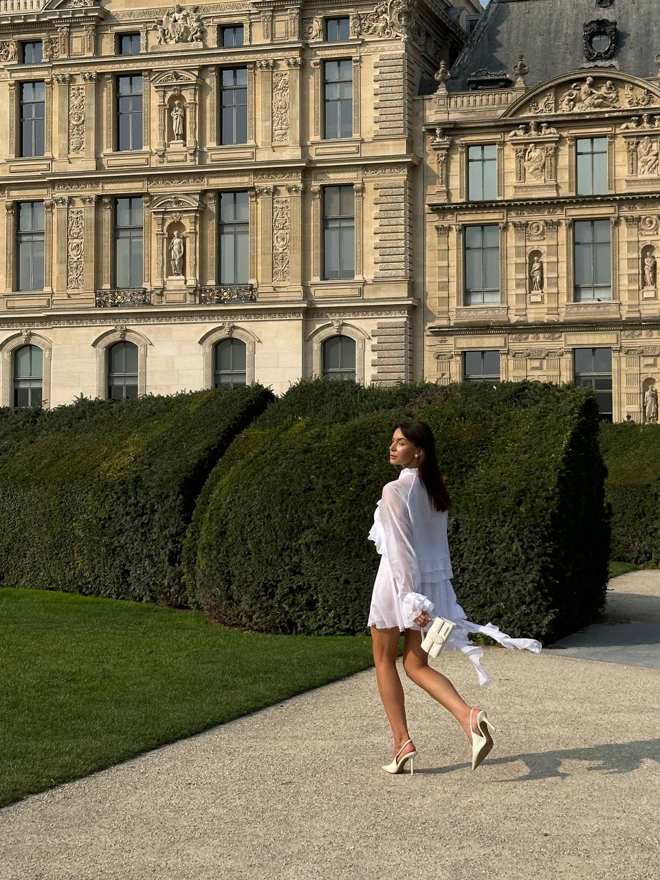 Chiffon Mini Skirt, White — lifestyle — SHEVCHENKO