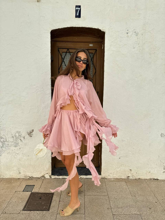 Chiffon Blouse with Ruffles and Flounces — front — SHEVCHENKO