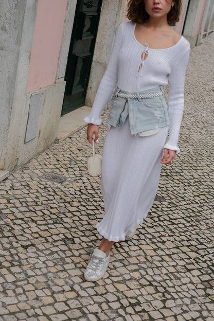 Dress with Asymmetric Hem, White — look — SHEVCHENKO