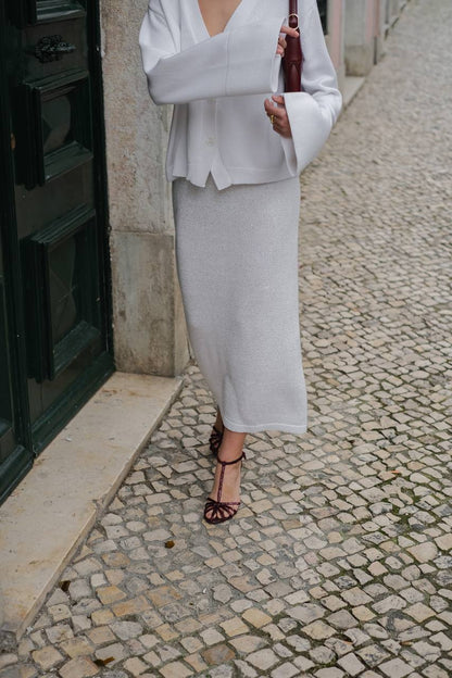 Cotton Cardigan with Flared Sleeves — lifestyle — SHEVCHENKO