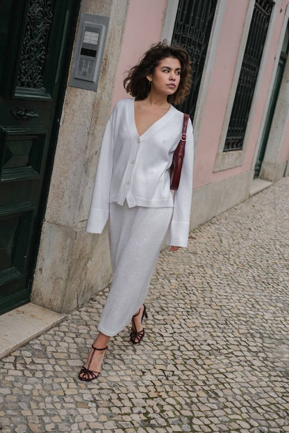 Cotton Cardigan with Flared Sleeves — look — SHEVCHENKO
