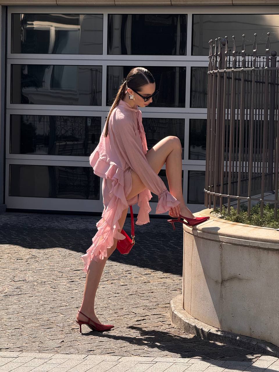 Chiffon Shorts, Rose Gold — side — SHEVCHENKO