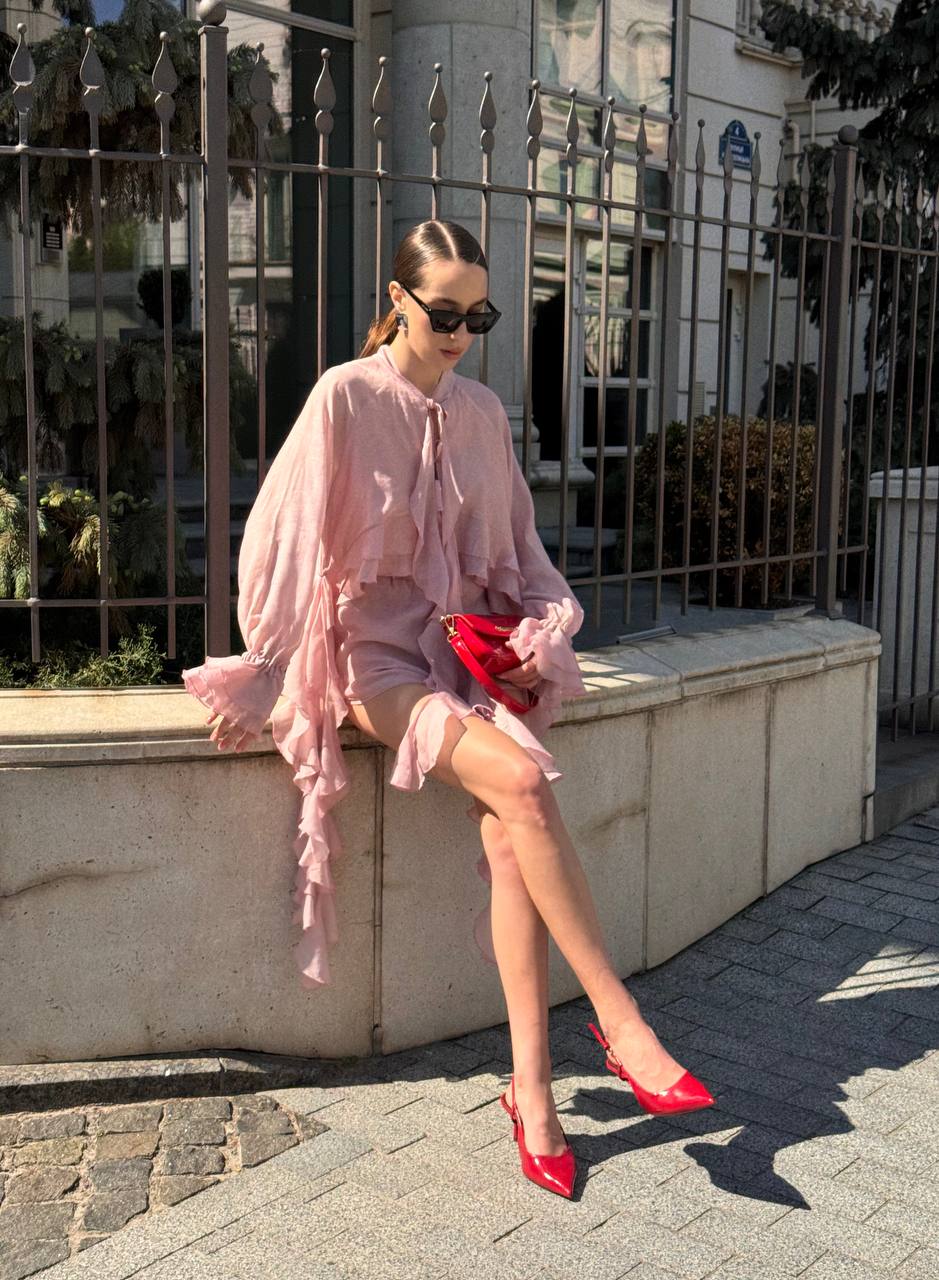 Chiffon Shorts, Rose Gold — look — SHEVCHENKO