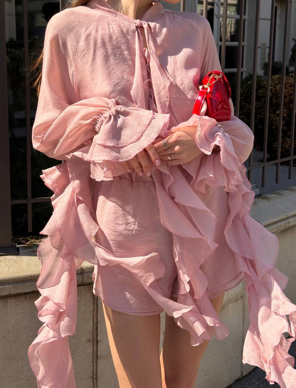 Chiffon Shorts, Rose Gold — lifestyle — SHEVCHENKO