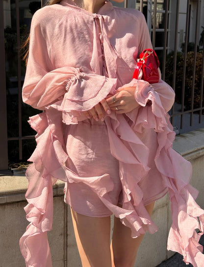 Chiffon Shorts, Rose Gold — lifestyle — SHEVCHENKO