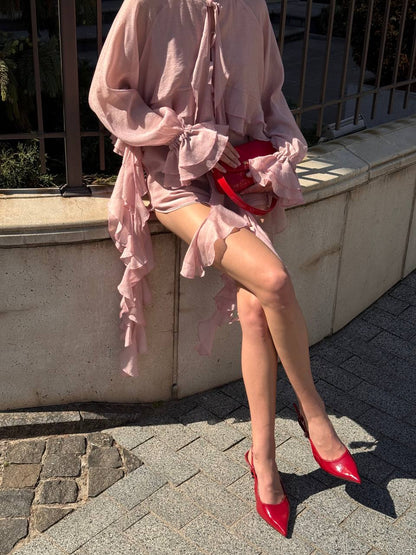 Chiffon Shorts, Rose Gold — lifestyle — SHEVCHENKO