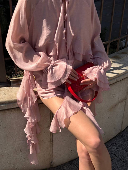 Chiffon Shorts, Rose Gold — lifestyle — SHEVCHENKO