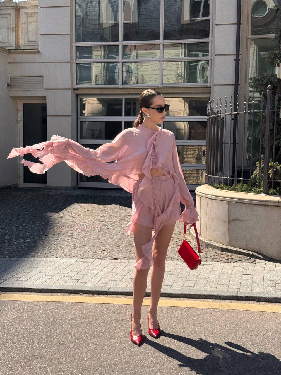 Chiffon Shorts, Rose Gold — lifestyle — SHEVCHENKO