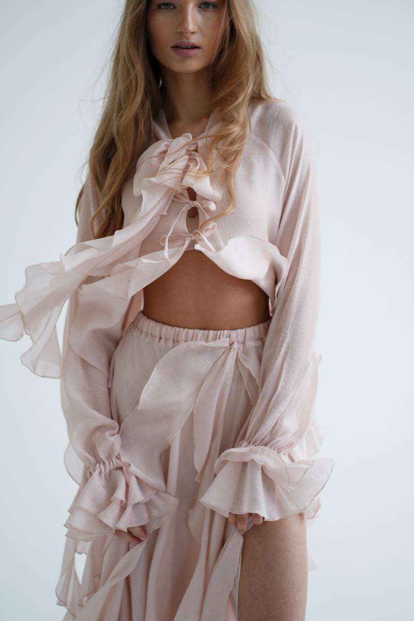 Chiffon Blouse with Ruffles and Flounces — front — SHEVCHENKO