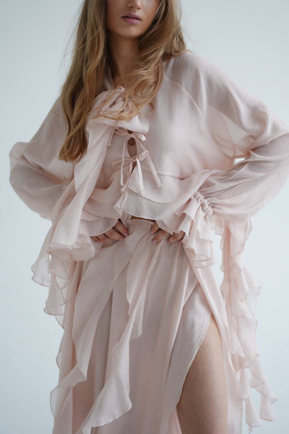 Chiffon Blouse with Ruffles and Flounces — detail — SHEVCHENKO