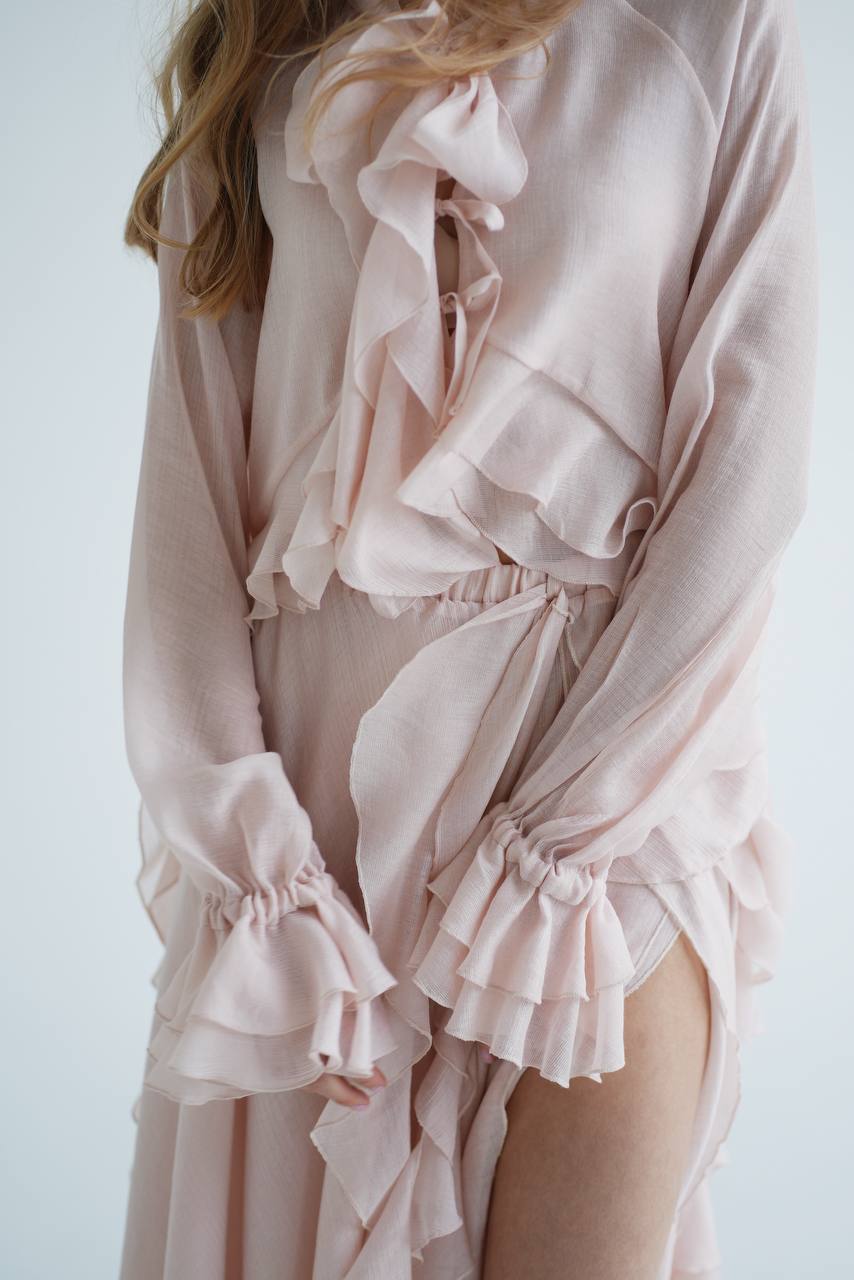 Chiffon Blouse with Ruffles and Flounces — side — SHEVCHENKO