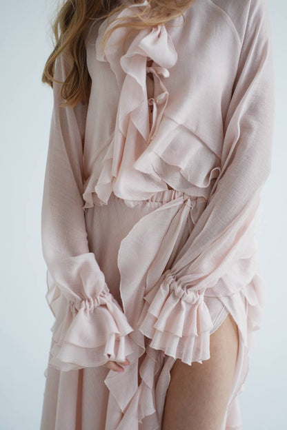 Chiffon Midi Skirt, Pearl — side — SHEVCHENKO