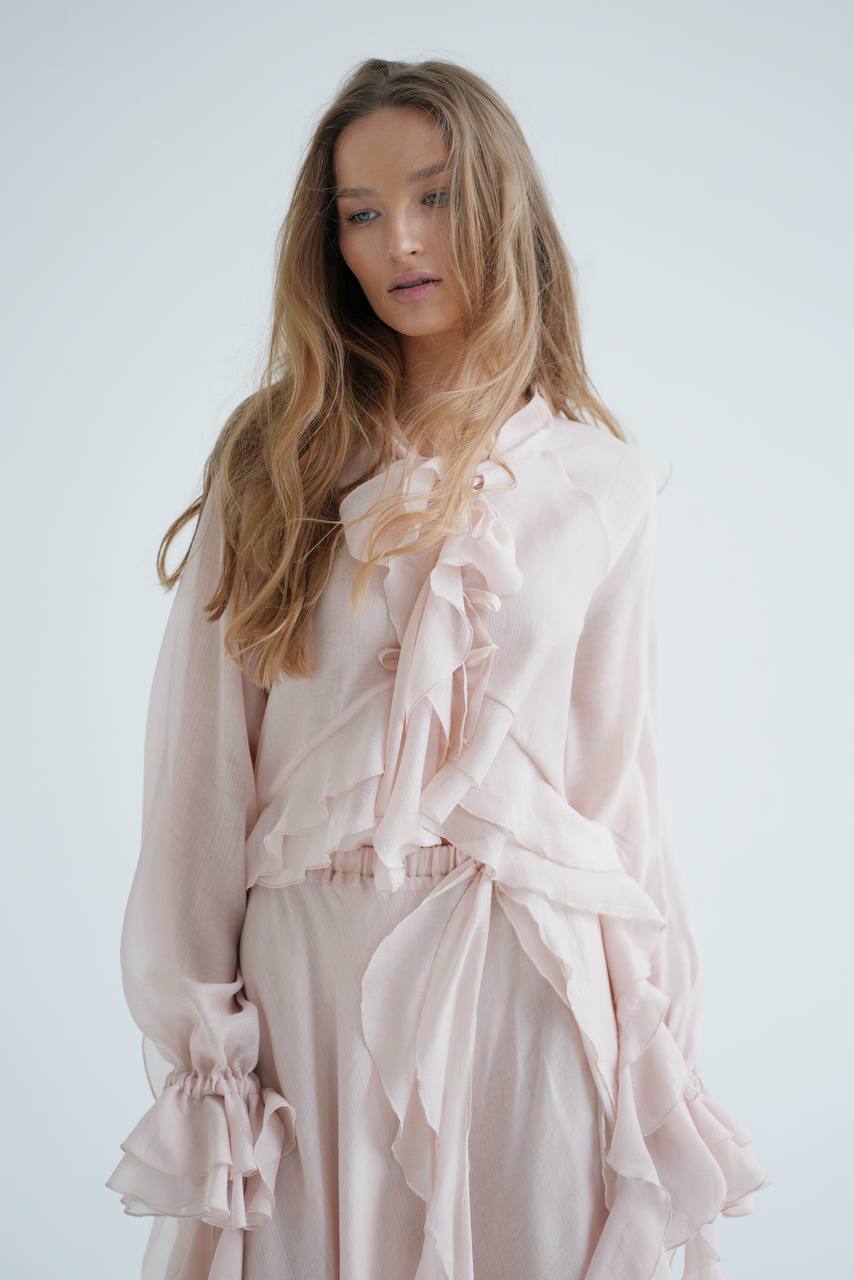 Chiffon Midi Skirt, Pearl — lifestyle — SHEVCHENKO