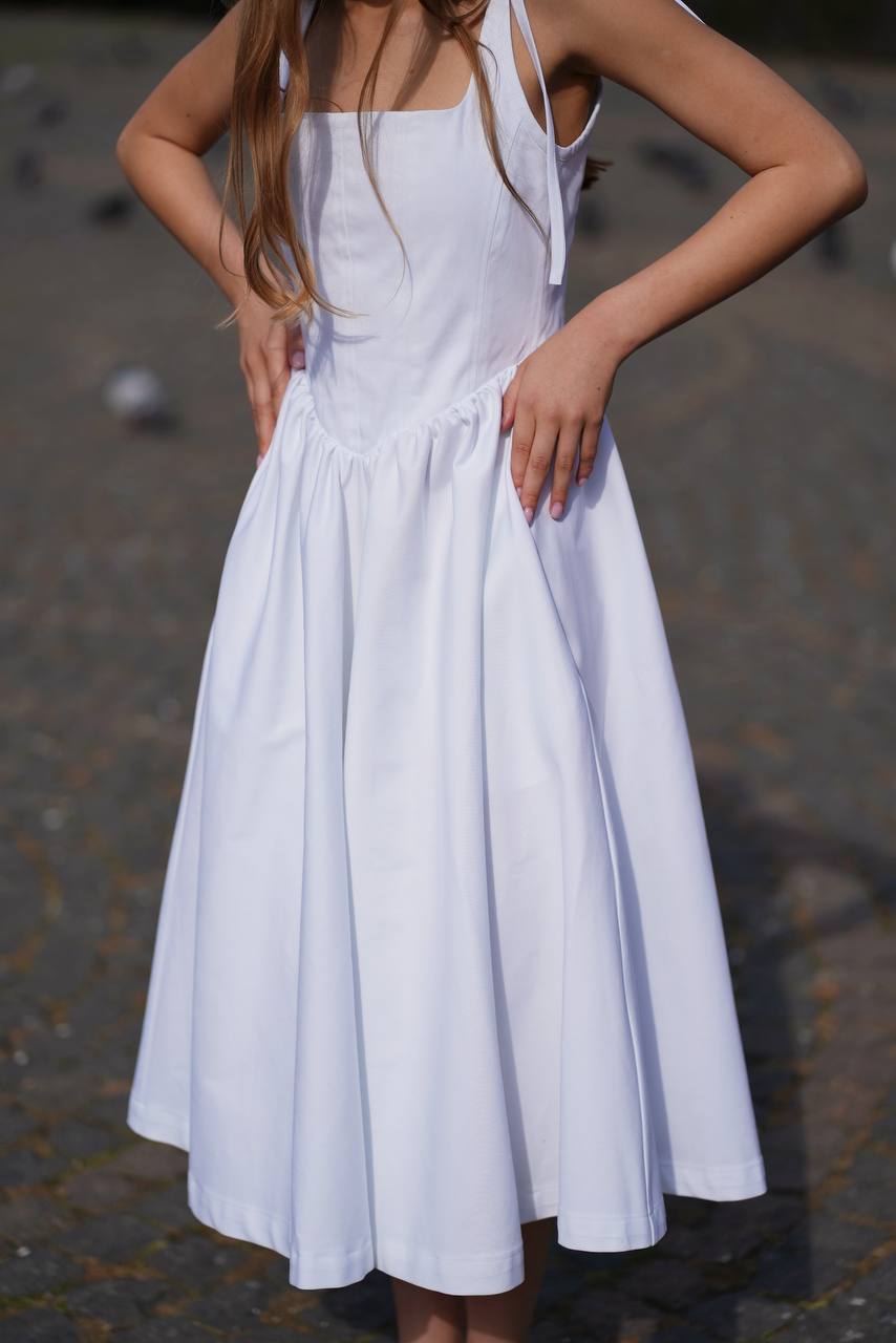 Corset-Cut Dress, White — lifestyle — SHEVCHENKO