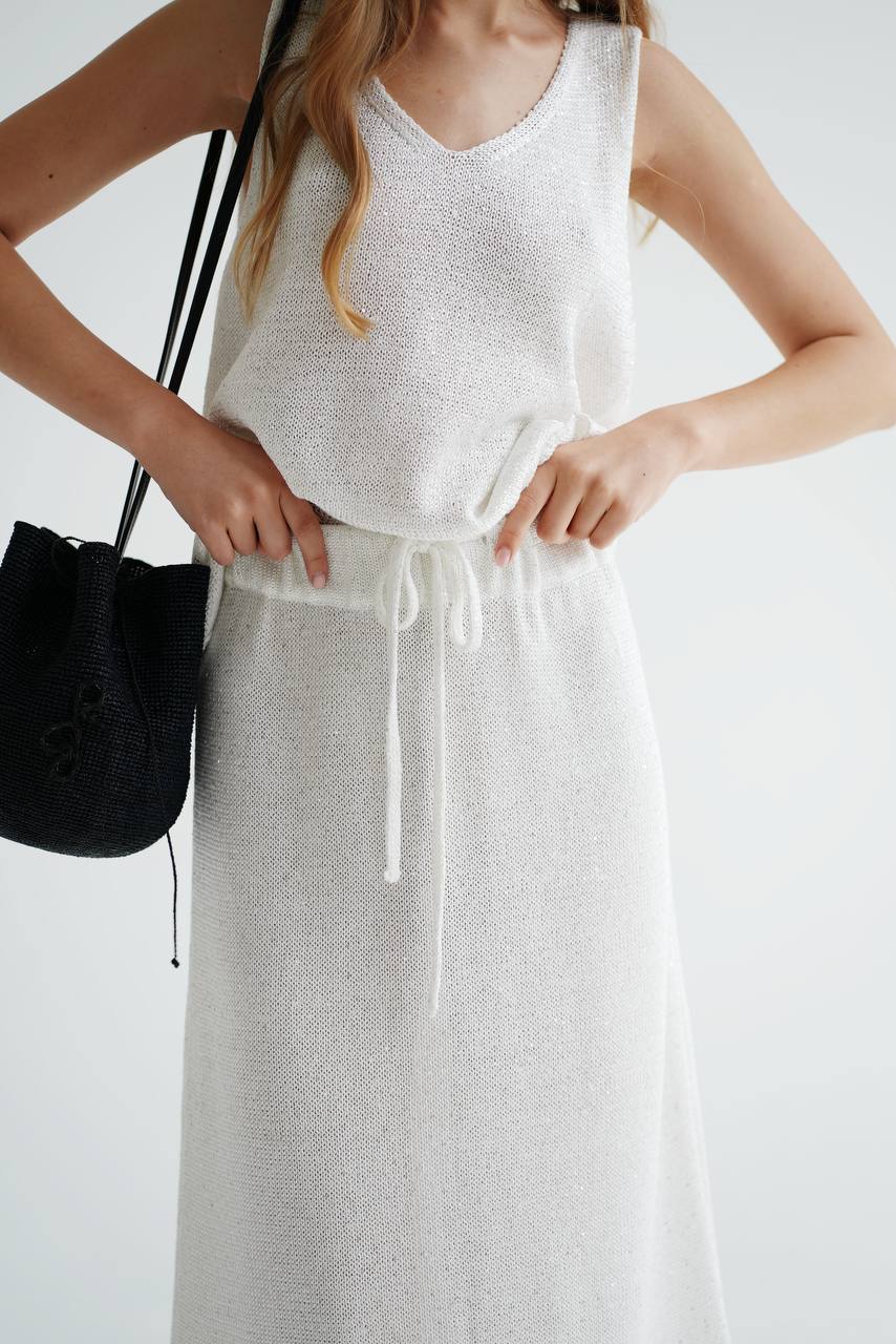 Knitted Midi Skirt in Fine Sequins — look — SHEVCHENKO