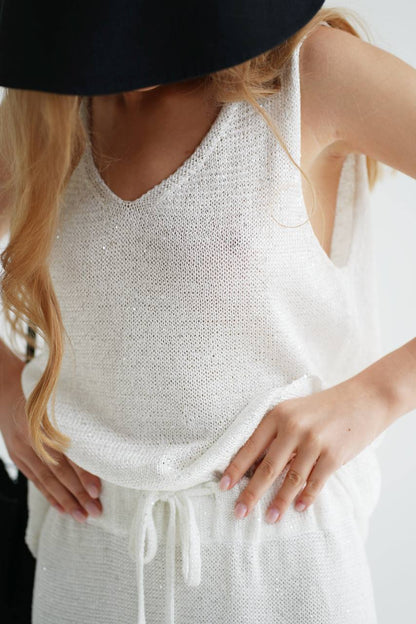 Knitted Midi Skirt in Fine Sequins — front — SHEVCHENKO