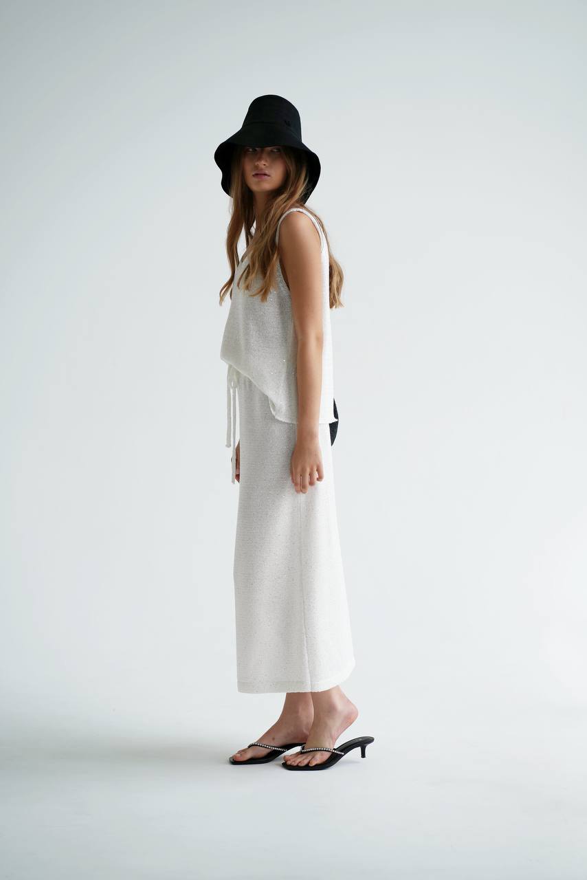 Knitted Midi Skirt in Fine Sequins — lifestyle — SHEVCHENKO