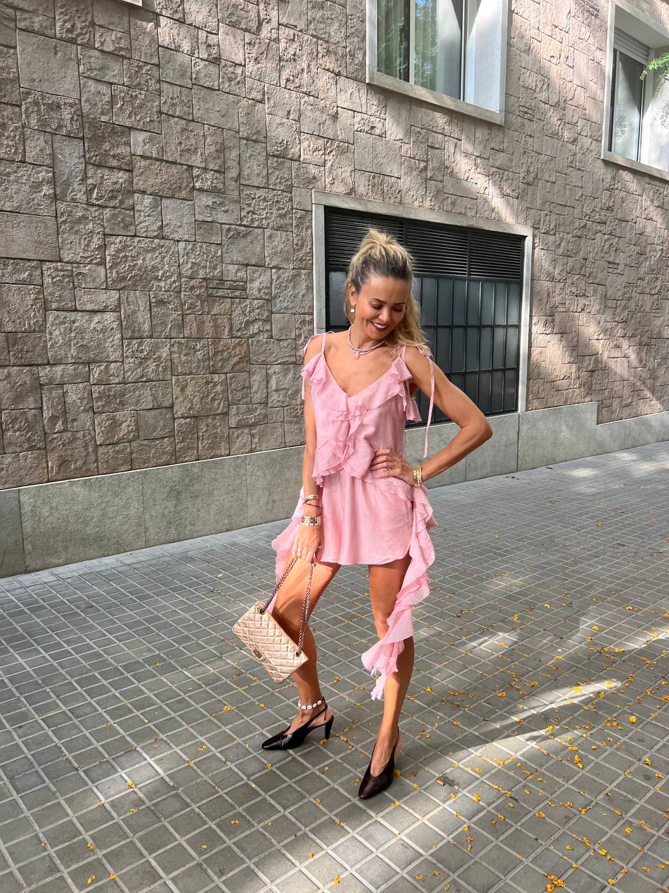 Chiffon Top with Ruffles and Flounces, Pink — detail — SHEVCHENKO