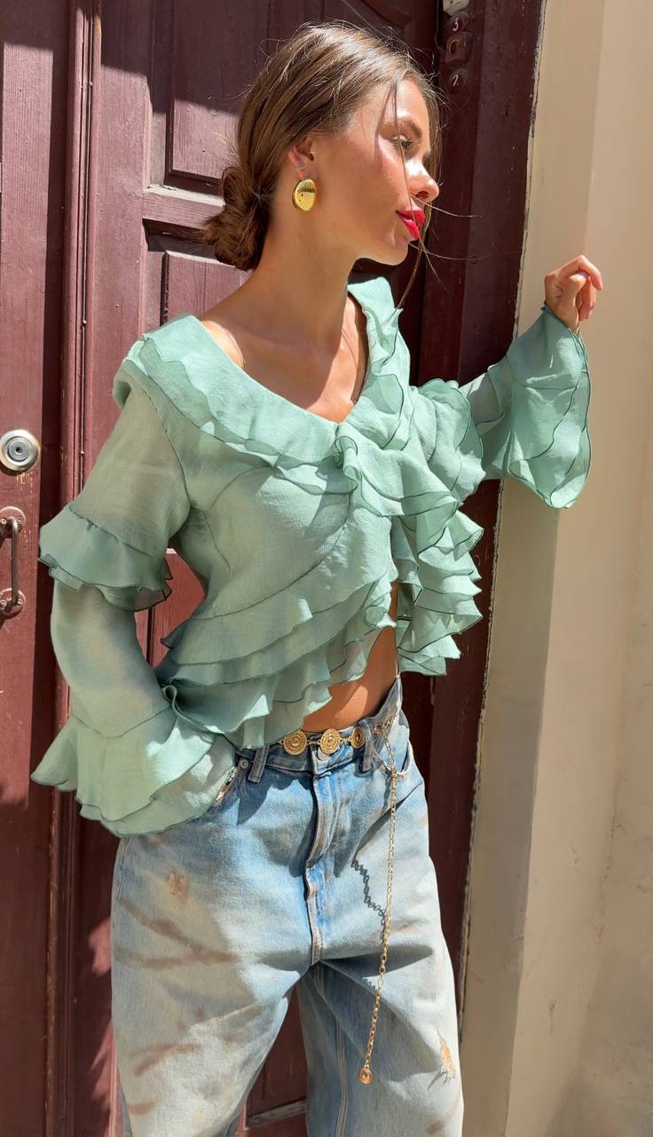Chiffon Blouse with Ruffles — side — SHEVCHENKO