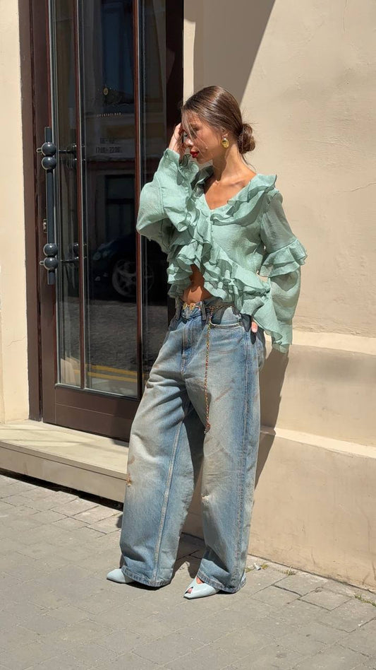Chiffon Blouse with Ruffles — front — SHEVCHENKO