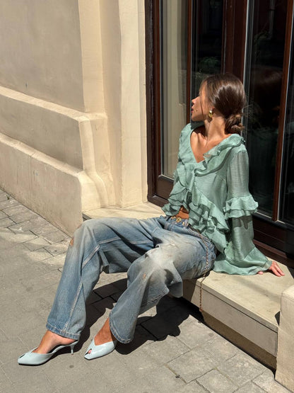 Chiffon Blouse with Ruffles — lifestyle — SHEVCHENKO