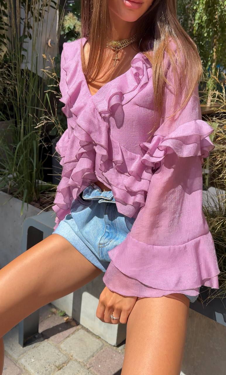 Chiffon Blouse with Ruffles — front — SHEVCHENKO