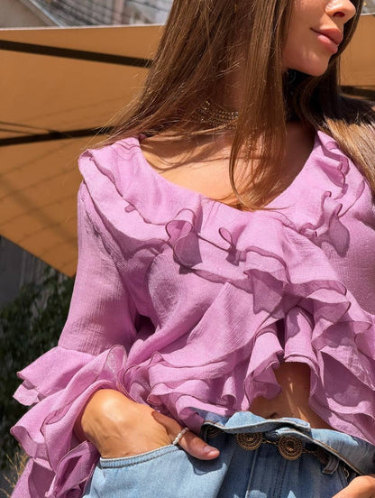 Chiffon Blouse with Ruffles — side — SHEVCHENKO