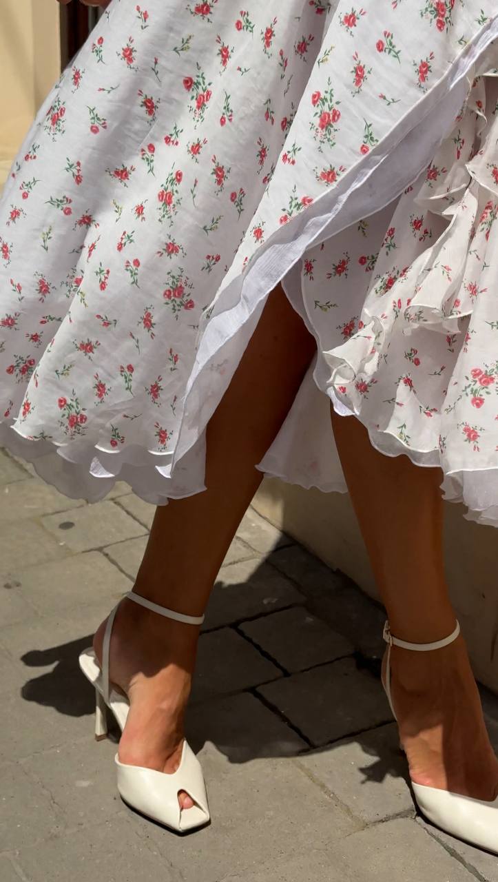 Wrap Chiffon Dress with Floral Print — lifestyle — SHEVCHENKO