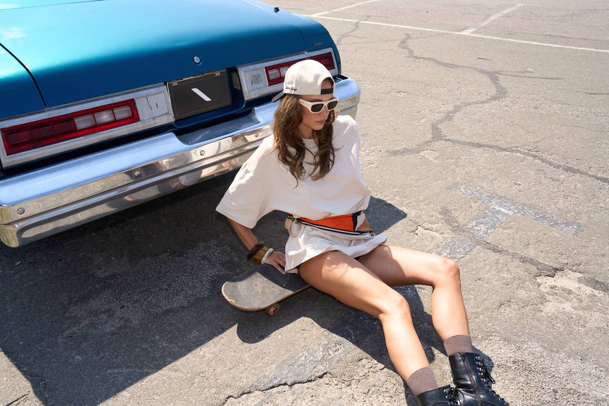 Oversized Heavy Cotton T-Shirt, Beige — lifestyle — SHEVCHENKO