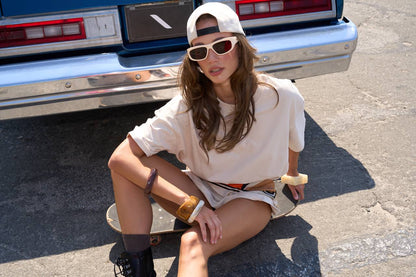 Oversized Heavy Cotton T-Shirt, Beige — lifestyle — SHEVCHENKO