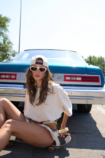 Oversized Heavy Cotton T-Shirt, Beige — lifestyle — SHEVCHENKO