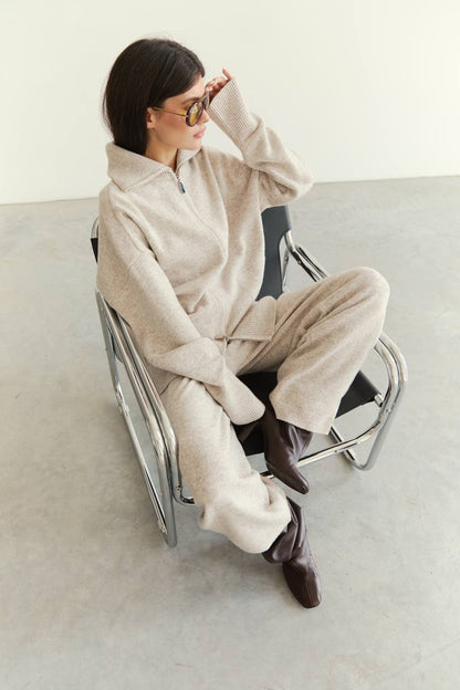 Lambswool Set: Zip-Up Cardigan and Trousers — detail — SHEVCHENKO